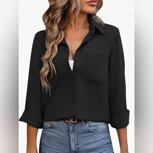 Forever 21 Women’s Black Button-Front Collared Shirt